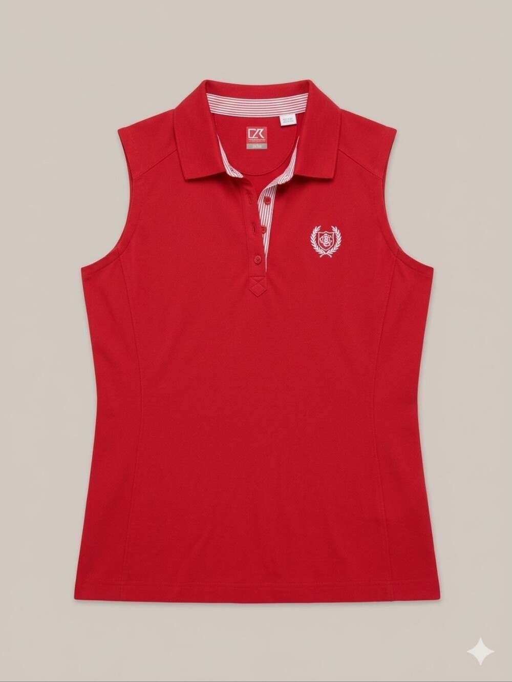 Cutter & Buck Women's Orange/Red Sleeveless DryTec Polo with Embroidered Crest